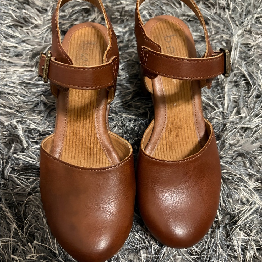 BOC Chestnut Leather Ankle Strap Sandals